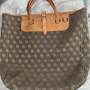 Dooney & Bourke Brown Monogram Bag with Tan Trim